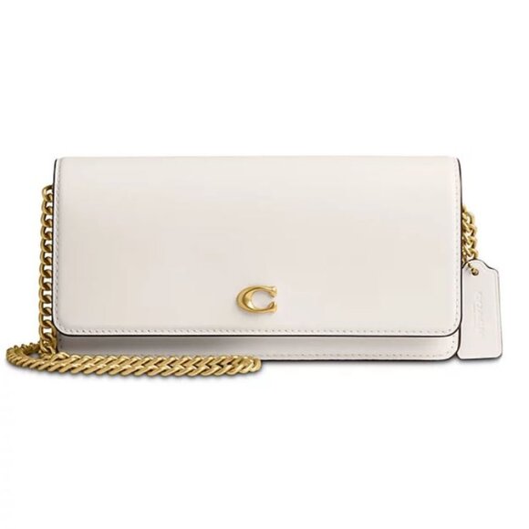Coach Evie wallet on chain leather small crossbody bag - Chalk/Off white - Picture 1 of 15
